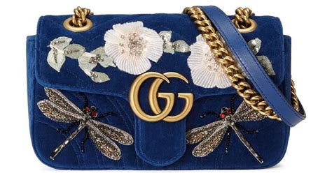 gucci cobalt velvet bag|Gucci velvet marmont mini.